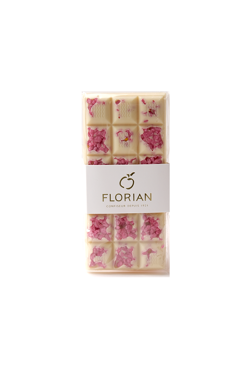 Tablette de chocolat blanc à la rose 100g