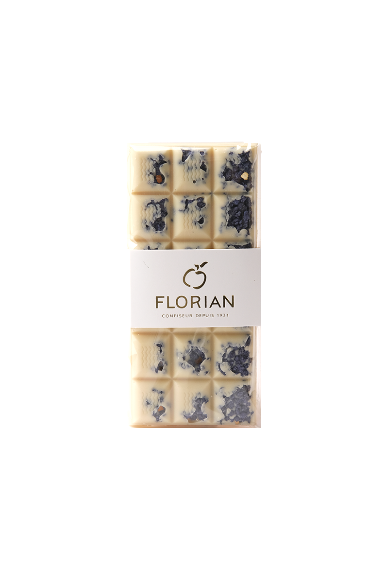 Tablette de chocolat blanc à la violette 100g