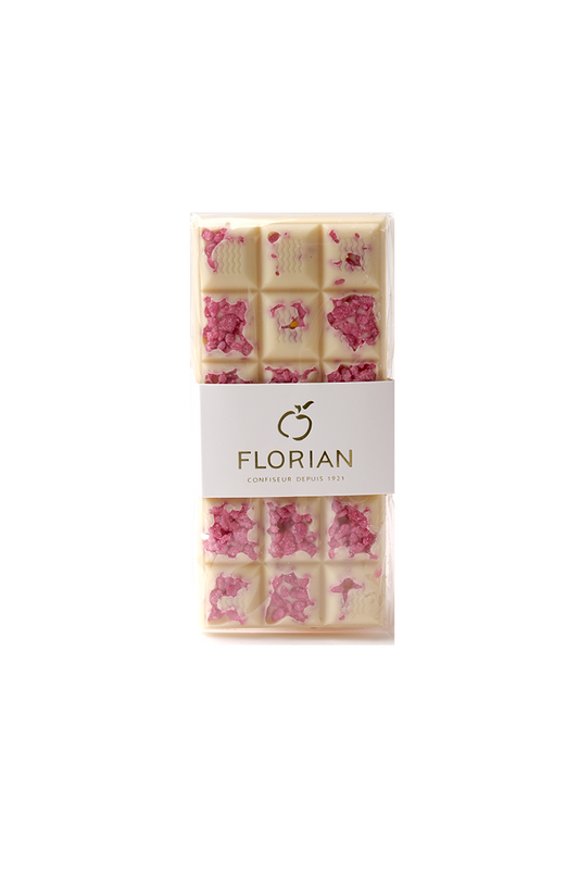 Tablette de chocolat blanc à la rose 100g