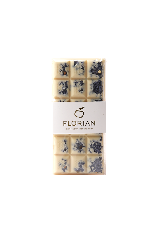 Tablette de chocolat blanc à la violette 100g