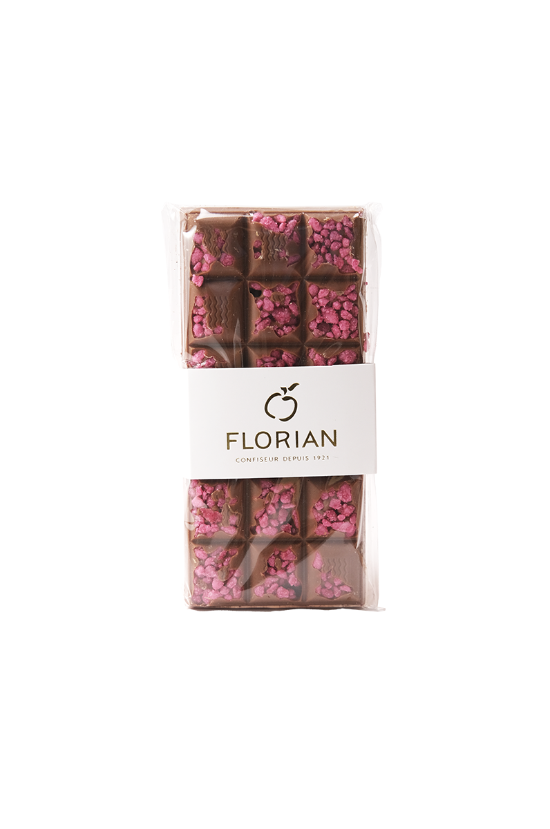 Tablette de chocolat au lait à la rose 100g