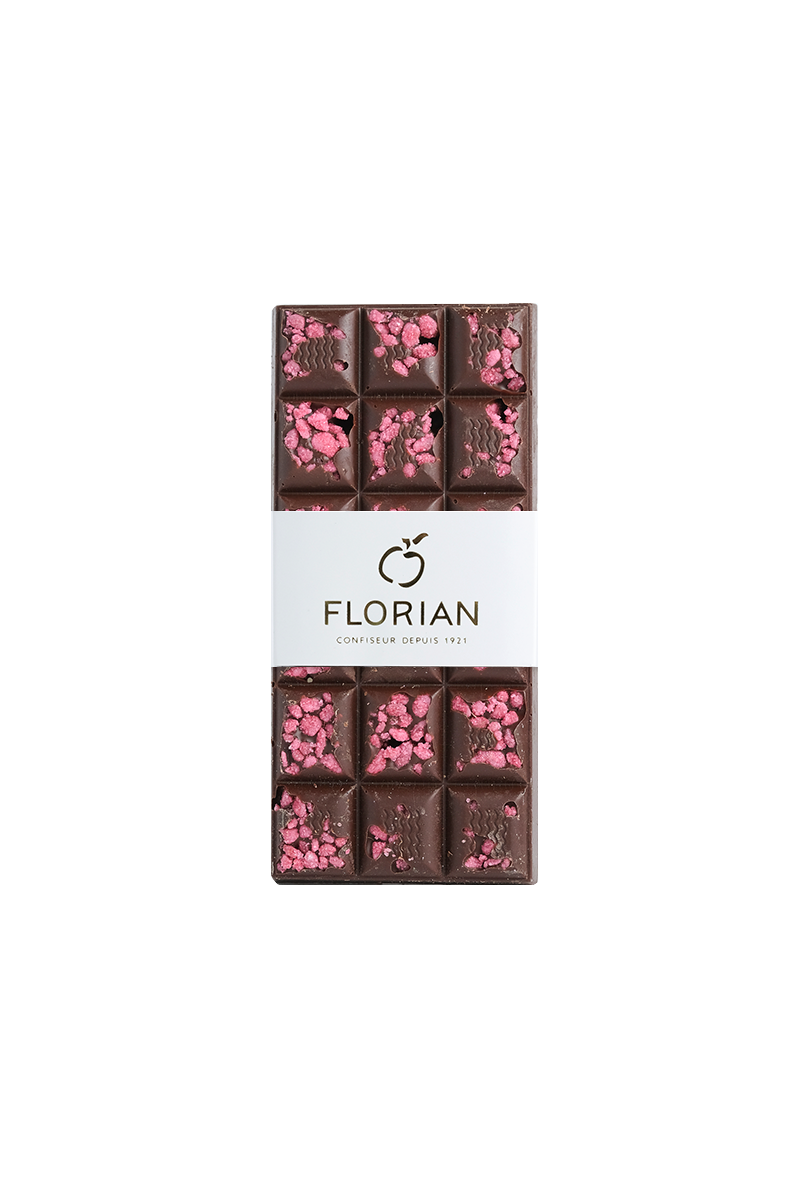Tablette de chocolat noir à la rose 100g