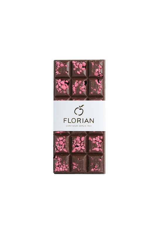 Tablette de chocolat noir à la rose 100g